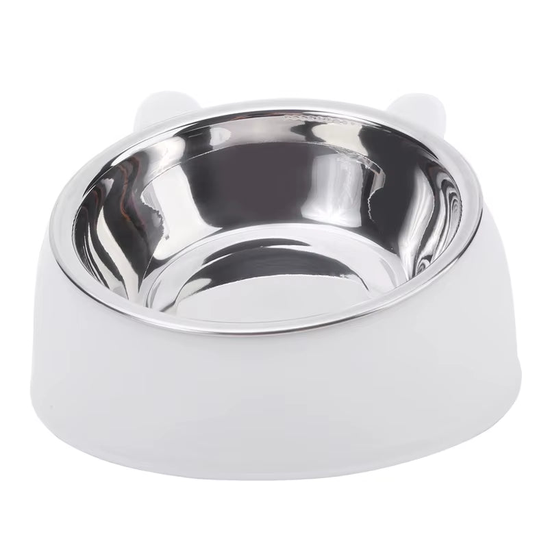 Cat Bowl Lovely Creative Inclined Kitten Puppy Food Feeding Bowls Stainless Steel Cats Drinking Feeder Pet Dogs Cats Feeders