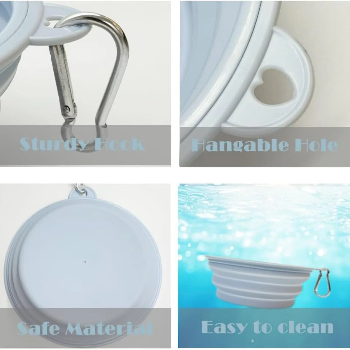 2Pcs Collapsible Pet Silicone Dog Food Water Bowl Outdoor Camping Travel Portable Folding Supplies Dishes with Carabiner