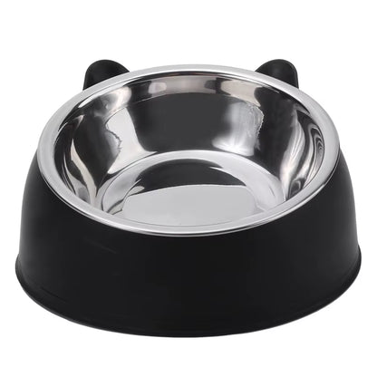 Cat Bowl Lovely Creative Inclined Kitten Puppy Food Feeding Bowls Stainless Steel Cats Drinking Feeder Pet Dogs Cats Feeders