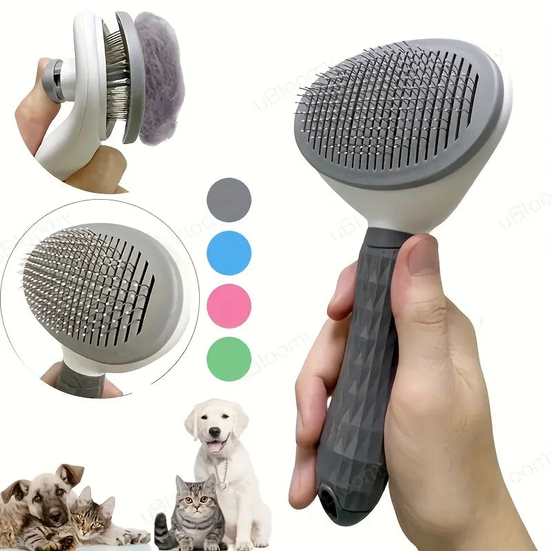 One-Click Pet Hair Removal Comb for Effortless Grooming with Automatic Function