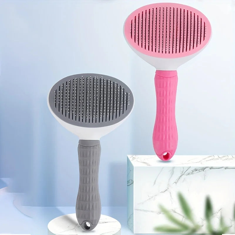 One-Click Pet Hair Removal Comb for Effortless Grooming with Automatic Function