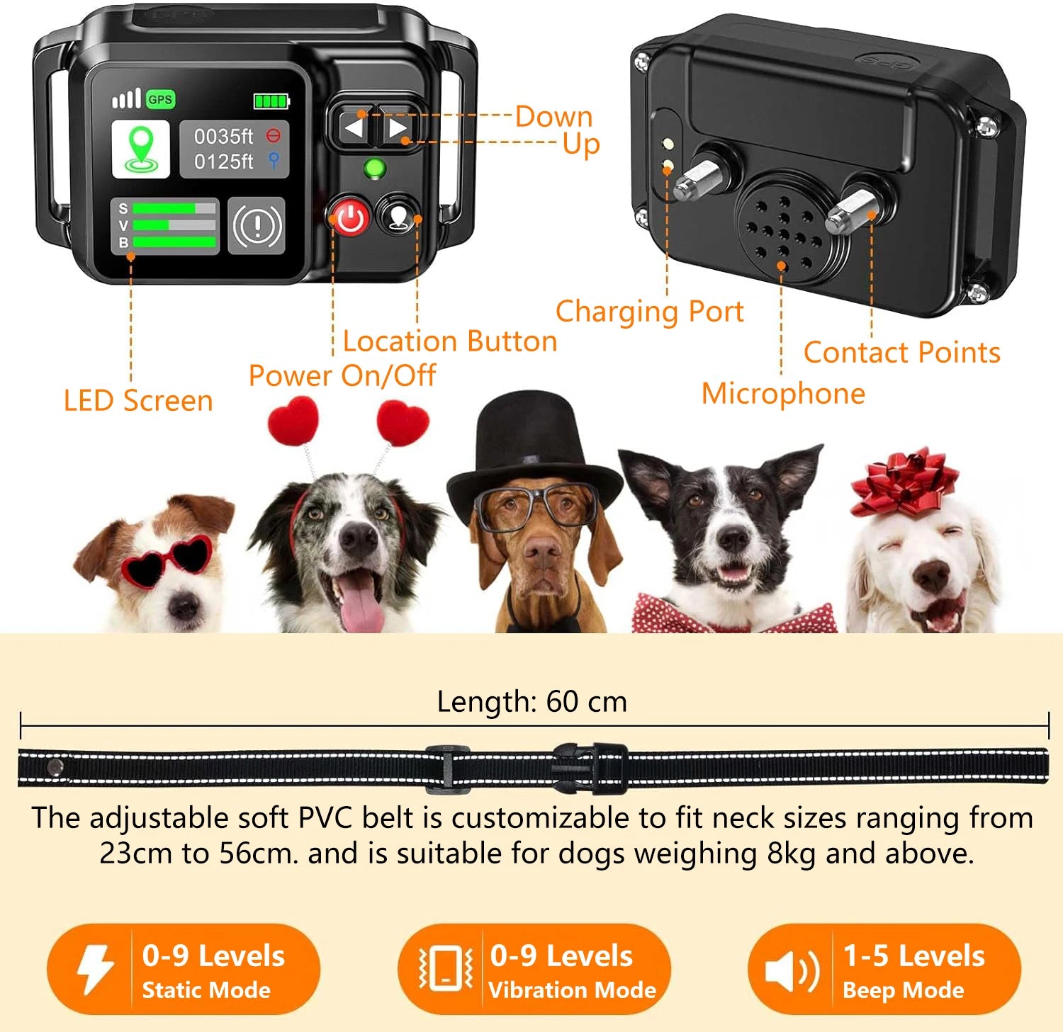 GPS Wireless Dog Fencing System - Range 15 ~ 200