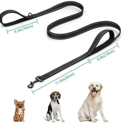 180Cm Double Handle Dog Leash, Double-Sided Reflective Night Safety, Suitable for Small to Medium Dogs