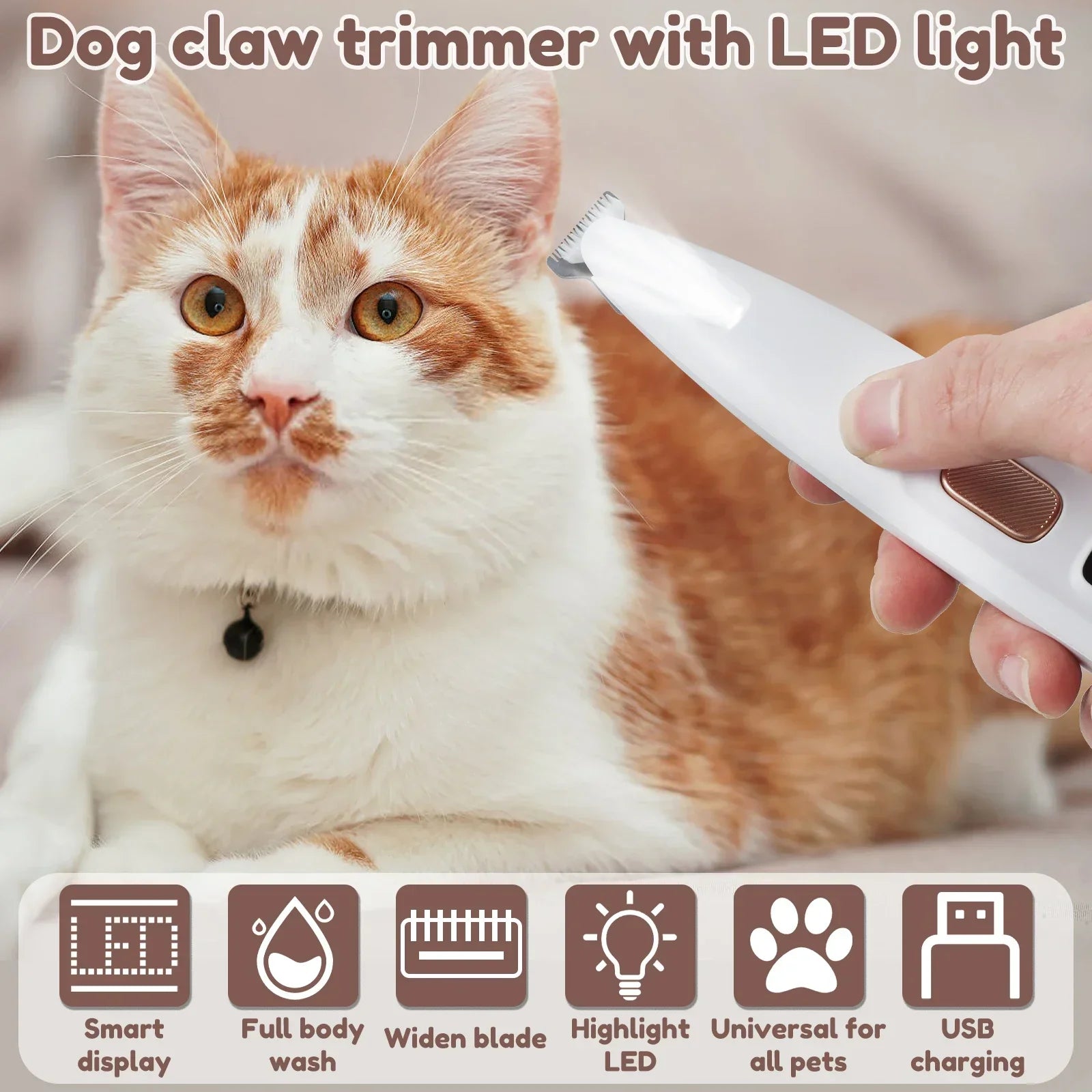 Paw Trimmer with LED Light -  Waterproof, 18Mm Widen Blade