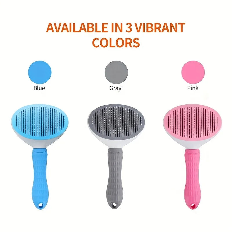 One-Click Pet Hair Removal Comb for Effortless Grooming with Automatic Function