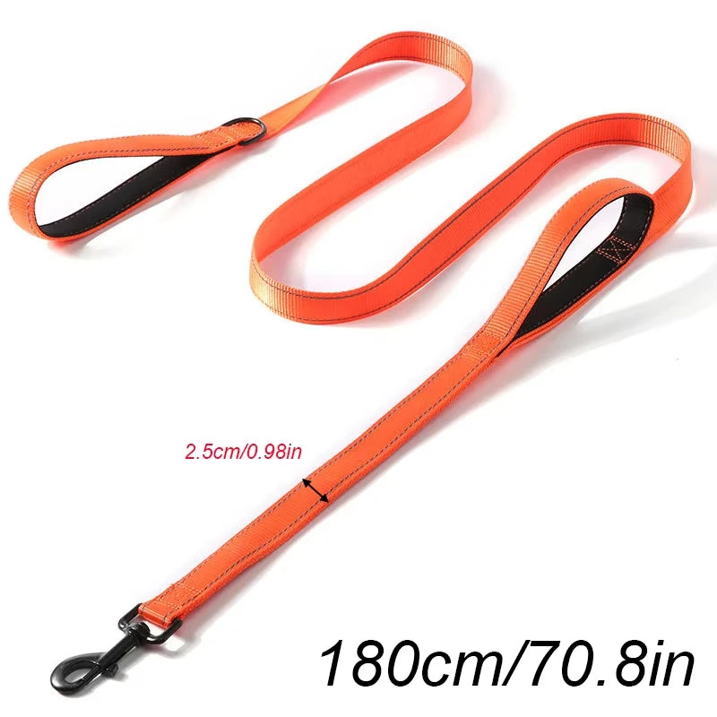 180Cm Double Handle Dog Leash, Double-Sided Reflective Night Safety, Suitable for Small to Medium Dogs