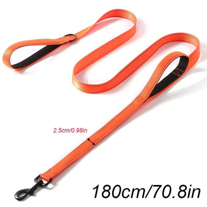 180Cm Double Handle Dog Leash, Double-Sided Reflective Night Safety, Suitable for Small to Medium Dogs