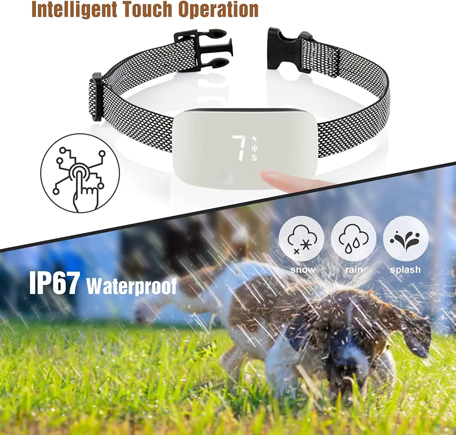 Smart Dog Bark Collar, Automatic Bark Training Collar with 3 Modes Sound/Vibration/Shock