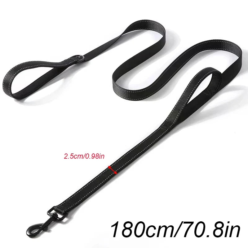 180Cm Double Handle Dog Leash, Double-Sided Reflective Night Safety, Suitable for Small to Medium Dogs