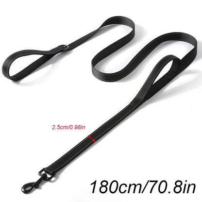 180Cm Double Handle Dog Leash, Double-Sided Reflective Night Safety, Suitable for Small to Medium Dogs