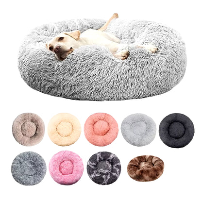 Round Dog Bed Winter Warm Cat Bed Plush Basket for Dog Washable Pet Bed for Small Medium Large Dog Sofa Cat