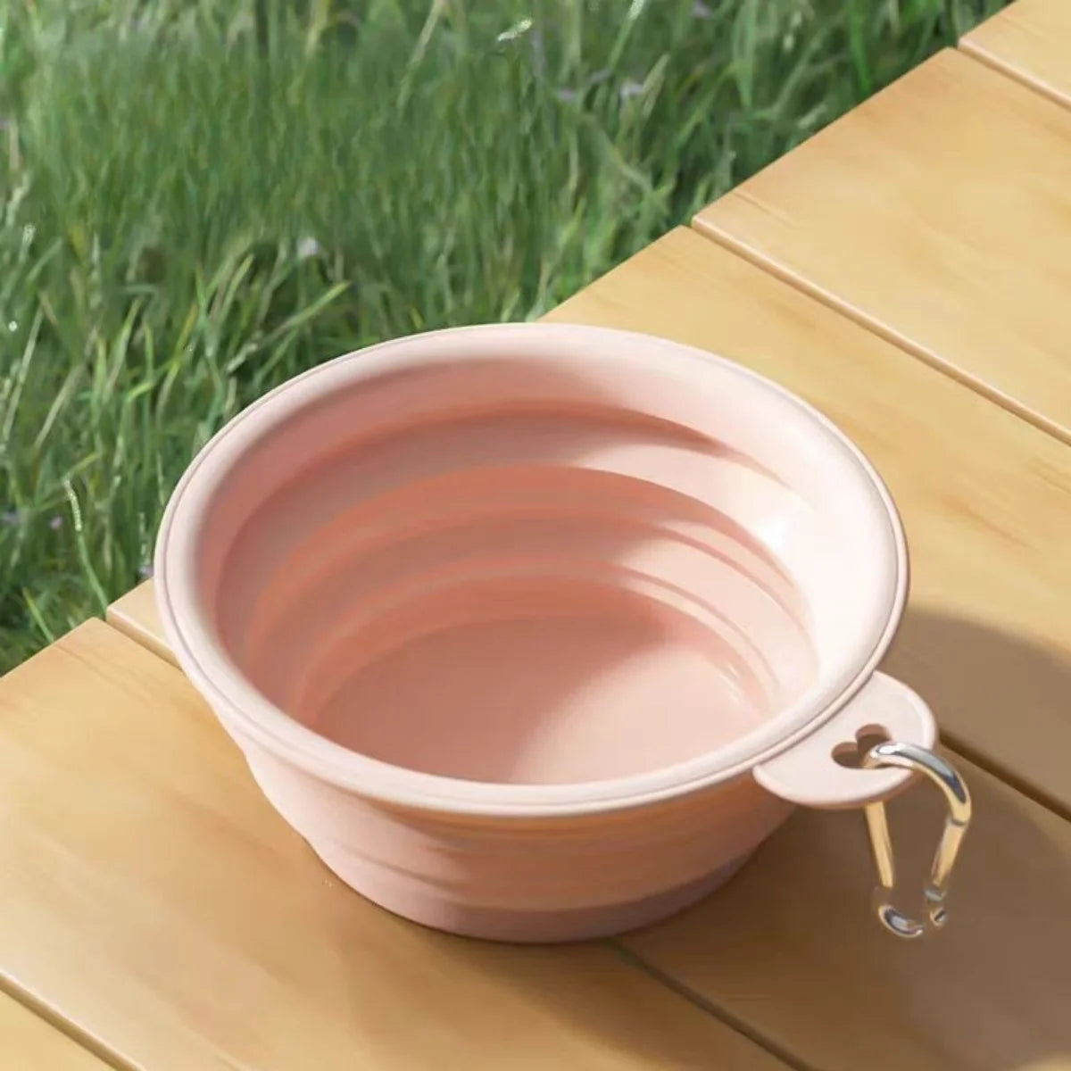 2Pcs Collapsible Pet Silicone Dog Food Water Bowl Outdoor Camping Travel Portable Folding Supplies Dishes with Carabiner